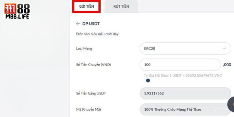 Tăng vốn cược đơn giản, nhanh gọn qua cách thức tiền mã hóa USDT.